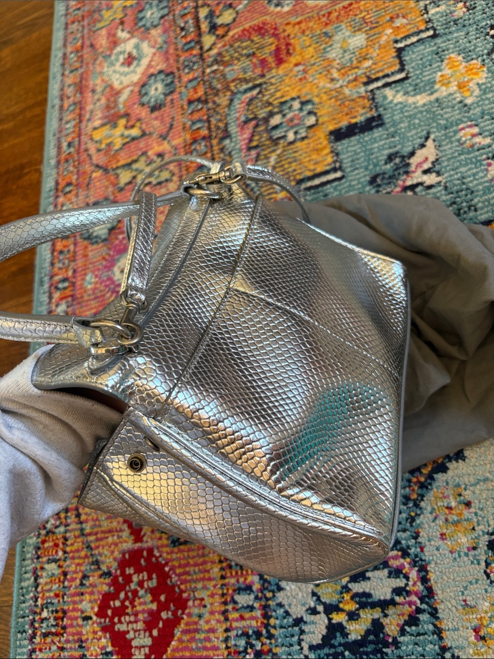 Balenciaga Rodeo Mini Python-Embossed Leather Crossbody Bag - Picture 8 of 9